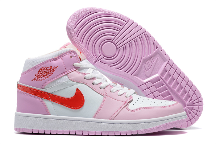 Men's Running Weapon Air Jordan 1 White/Pink Shoes 0337